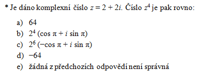 testy matematika pol�rn� tvar komplexn�ho ��sla p��klad 41